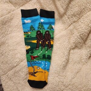 Bigfoot Plays Golf Playful Funny Silly Whimsical Design Unisex Adult Socks